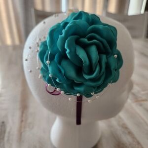 Elegant Teal And Purple Floral Headband Handmade